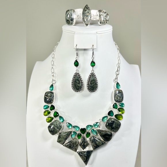 Star Galaxy 925 Gemstone Large Necklace Bracelet & Earrings Set - Picture 1 of 12